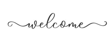 Welcome - calligraphic inscription with smooth lines. vector