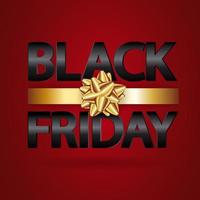 Black friday sale poster with gold ribbon. vector