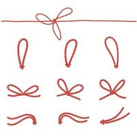 Kraft red rope for labels - packing of New Year's gifts. vector