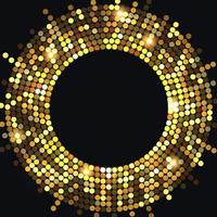 Shining golden mosaic round frame. vector