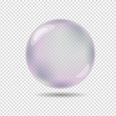 Transparent glas. Water soap bubble, shiny glossy realistic design element.