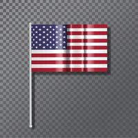 desarrollando la bandera de estados unidos sobre un fondo transparente. vector. vector