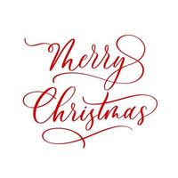 Merry Christmas hand drawn lettering. Xmas calligraphy on white background. Christmas red, lettering. Banner, postcard, poster design element. vector