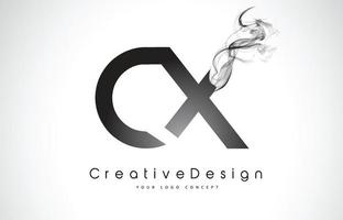 CX Letter Logo Design with Black Smoke. vector