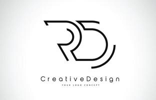 diseño de logotipo de letra rd rd en colores negros vector