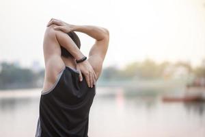 A man is exercise in the park. photo