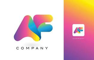 AF Logo Letter With Rainbow Vibrant Beautiful Colors. Colorful Trendy Purple and Magenta Letters Vector. vector