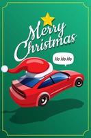 santa claus conduce un automóvil para entregar regalos de navidad a niños de todo el mundo.
