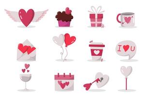 Happy Valentines Day object element isolated on white backgroud. vector