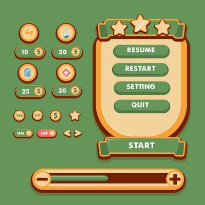 Game menu scene for status of money, power, and collectible items.