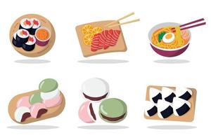 Set of Japanese food isolated on white background vector