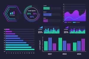 pantalla con elementos de interfaz hud establecidos en la ilustración digital infográfica de control vector