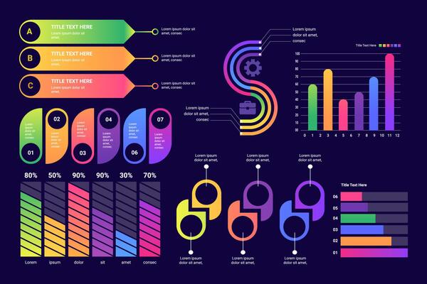 Screen with HUD interface elements set in control infographic digital illustration