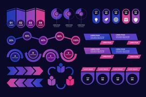 Screen with HUD interface elements set in control infographic digital illustration vector