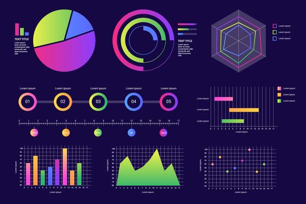 Screen with HUD interface elements set in control infographic digital illustration