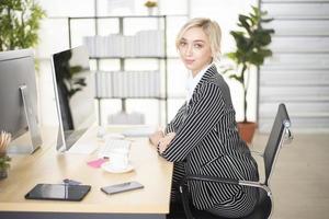 Beautiful smart Caucasian business woman in office photo