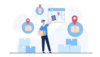 Delivery drivers plan trips to determine delivery routes faster and save on shipping costs in order to maximize profits for the company. vector