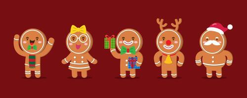 Gingerbread cookies. Winter homemade sweets in different activity design element vector