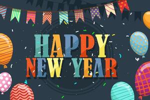 Greeting New year 2022 card cartoon with lettering vector illustration