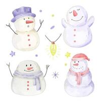 Vector illustration Christmas watercolor character and object with a variety of kind and color.