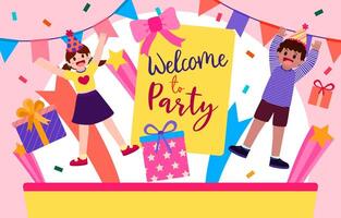 The children happy in party with lovely element vector