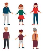 Family character in various ages and statuses such as woman, man, father, mother, child vector