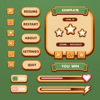 Game menu scene for status of money, power, and collectible items. vector