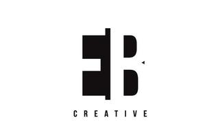 EB E B White Letter Logo Design with Black Square. vector