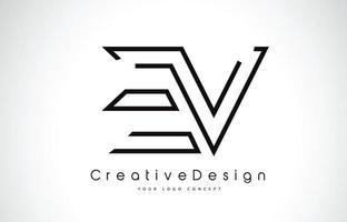 diseño del logotipo de la letra ev ev en colores negros. vector