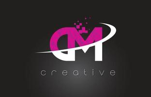 CM C M Creative Letters Design With White Pink Colors vector