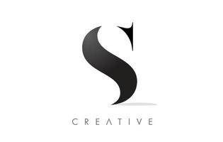 S Serif Letter Logo with Minimalist Design in Black and White Vector