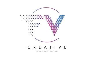 FV F V Pink Magenta Dotted Bubble Letter Logo Design Vector