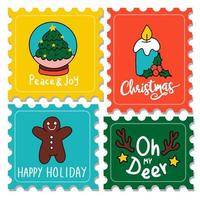 collection stamp with items for christmas or new year card