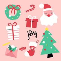 set of element item object on merry christmas card vector