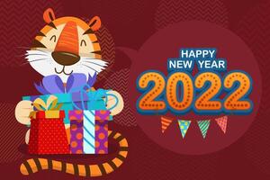 Diseño tipográfico del año del tigre 2022. tigre es elementos tradicionales y zodiaco chino. vector