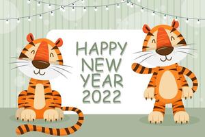 Diseño tipográfico del año del tigre 2022. tigre es elementos tradicionales y zodiaco chino. vector