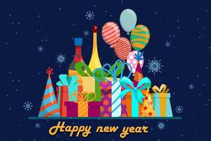 Greeting New year 2022 card cartoon with lettering vector illustration