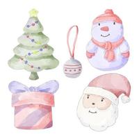 Vector illustration Christmas watercolor character and object with a variety of kind and color.