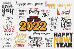 conjunto de varias letras con feliz año nuevo 2022 vector