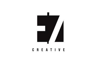 EZ E Z White Letter Logo Design with Black Square. vector