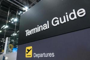 Departure sign in international airport