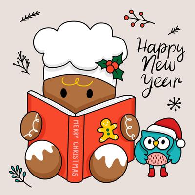 Greeting Chirstmas card cartoon with lettering vector illustration