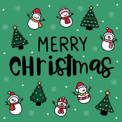 Greeting Chirstmas card cartoon with lettering vector illustration