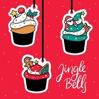 Collection of Christmas cupcakes Vector illustration