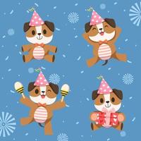 Cute dog design element for invitation card, party, animal lover, New Year's, Christmas, birthday parties and children's parties. Happy new year banner and new year gift. vector