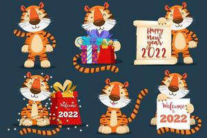 Diseño tipográfico del año del tigre 2022. tigre es elementos tradicionales y zodiaco chino.