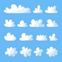 Cartoon clouds isolated on blue sky set.