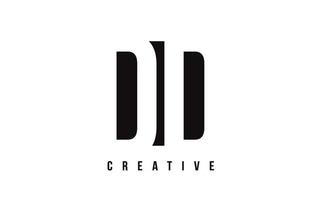 DD D D White Letter Logo Design with Black Square. vector