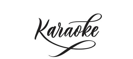 Karaoke - typography lettering quote, brush calligraphy banner with thin line. vector