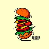 hamburguesa deliciosa vector logo